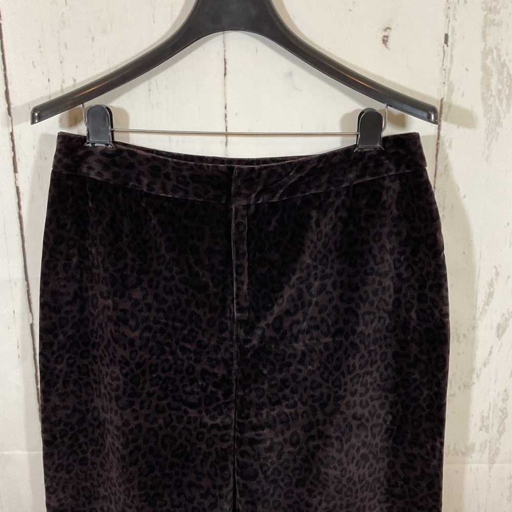 Vintage Lord & Taylor Velvet Leopard Print Wide Leg Pants Size 10 Retro Y2K Glam